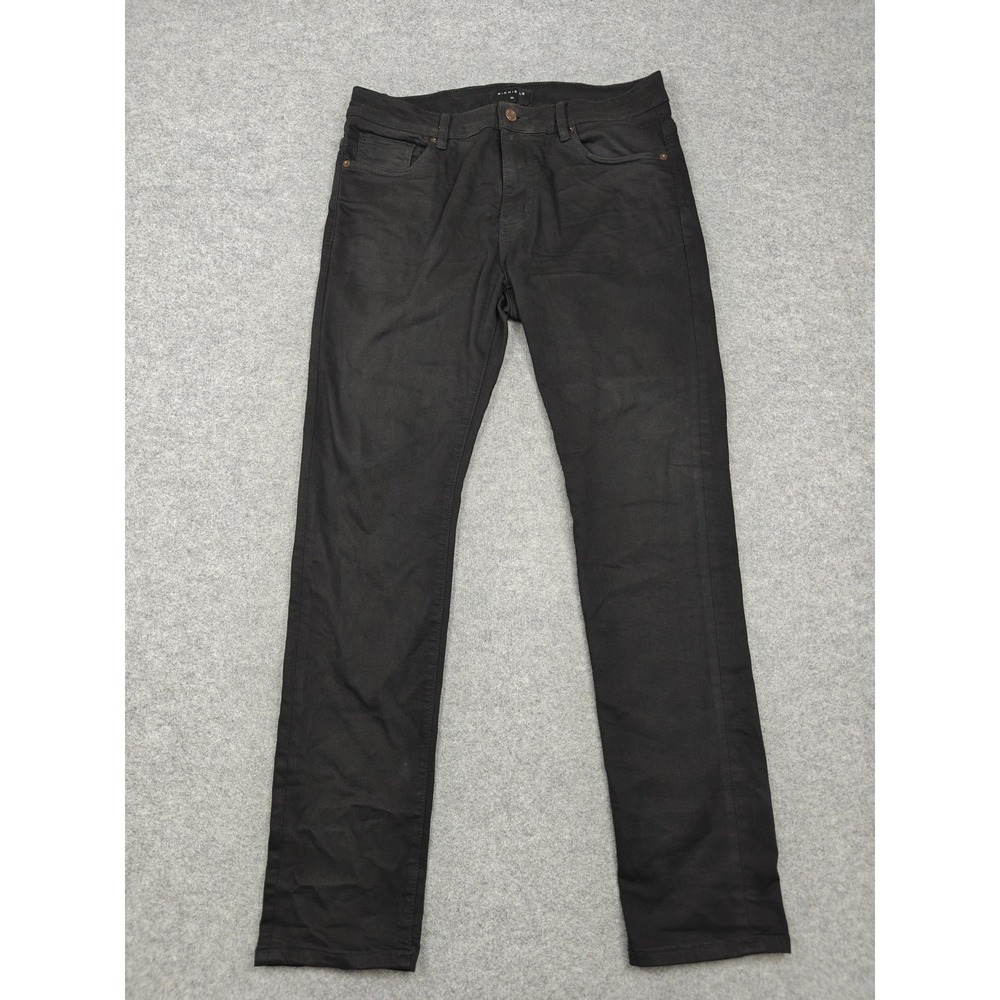 Richie Le Jeans Mens 34x32 Black Dark Wash Slim Straight Stretch Denim Pants